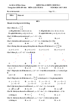 Đề kiểm tra 45 phút Giải tích 12 chương 1 (Hàm số) năm học 2017 – 2018 trung tâm GDTX – HN Bắc Giang