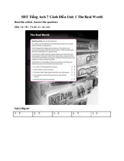 SBT Tiếng Anh 7 Explore English Cánh Diều Unit 1 The Real World