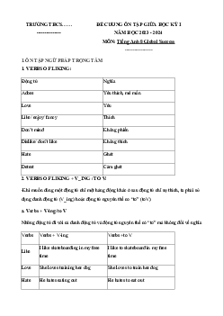 Đề cương ôn tập giữa học kì 1 môn tiếng Anh 8 sách Kết nối tri thức với cuộc sống