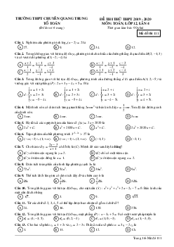 Đề thi thử THPT 2020 môn Toán lần 4 trường chuyên Quang Trung – Bình Phước