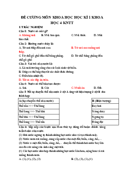 Đề cương ôn tập học kì 1 môn Khoa học 4 sách Kết nối tri thức với cuộc sống