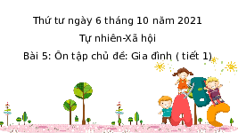 Giáo án điện tử Tự nhiên và Xã hội 2 Bài 5 Kết nối tri thức: Ôn tập chủ đề Gia đình