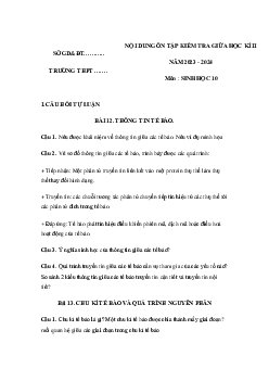 Đề cương ôn thi giữa học kì 2 môn Sinh học 10 năm 2023 - 2024 (Sách mới) | Kết Nối Tri Thức