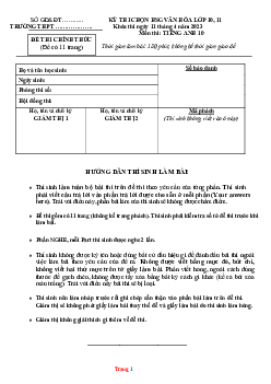 Đề thi chọn HSG Anh 10 cấp trường (có đáp án)