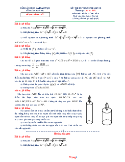 Đề thi tuyển sinh 10 năm học 2021-2022 môn toán chuyên Sở GD Tỉnh An Giang (có đáp án và lời giải chi tiết)