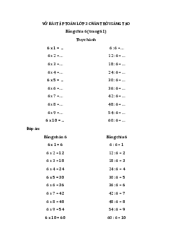 Giải Vở bài tập Toán lớp 3 Chân trời sáng tạo: Bảng chia 6 (trang 61)