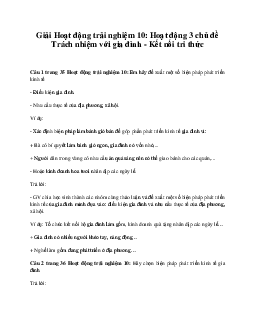 Giải Hoạt động trải nghiệm 10: Hoạt động 3 chủ đề 5 Kết Nối Tri Thức