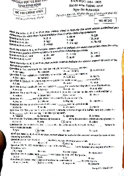 Đề thi tuyển sinh vào 10 môn Tiếng Anh của Sở GD&ĐT Ninh Bình năm học 2024 - 2025
