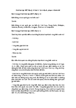 Giải bài tập SBT Địa Lý 12 bài 2: Vị trí địa lí, phạm vi lãnh thổ
