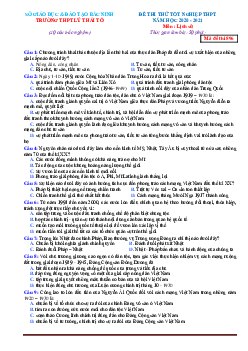 Đề thi thử tốt nghiệp THPT 2021 môn Lịch Sử trường Lý Thái Tổ lần 1 (có đáp án)