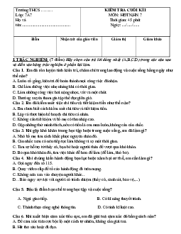 Đề thi học kì 1 môn Hoạt động trải nghiệm hướng nghiệp 7 năm 2023 - 2024 sách KNTT - Đề 1