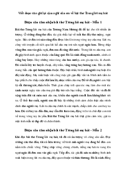 Văn mẫu lớp 8: Viết đoạn văn ghi lại cảm nghĩ của em về bài thơ Trong lời mẹ hát - Chân trời sáng tạo