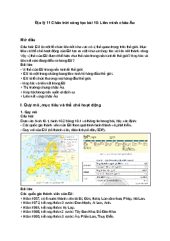 Địa lý 11 Chân trời sáng tạo bài 10: Liên minh châu Âu