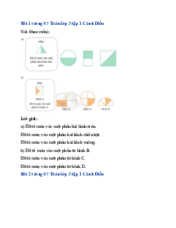 Giải SGK Toán lớp 3 trang 56, 57, 58 Một phần hai, một phần tư | Cánh Diều