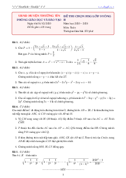 Đề chọn HSG Toán 9 vòng 2 năm 2020 – 2021 phòng GD&ĐT Thường Tín – Hà Nội