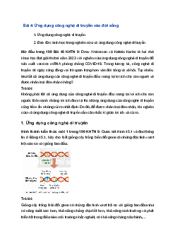 Giải Khoa học tự nhiên 9 Chân trời sáng tạo Bài 45: Ứng dụng công nghệ di truyền vào đời sống
