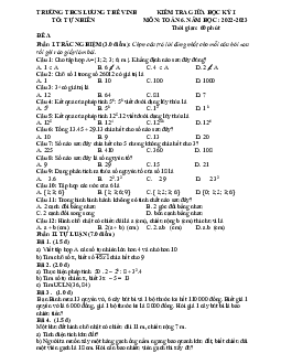 Đề giữa kỳ 1 Toán 6 năm 2022 – 2023 trường THCS Lương Thế Vinh – Quảng Nam