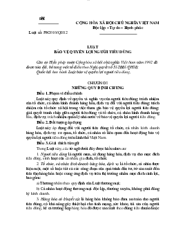 Luật bảo vệ quyền lợi người tiêu dùng