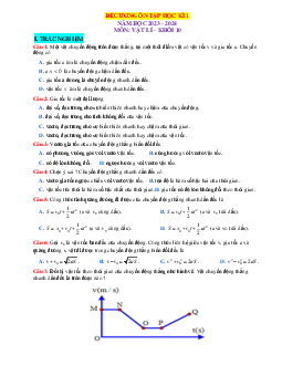 Đề cương ôn tập học kỳ 1 vật lí 10 năm 2023-2024