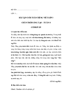 Bài tập cuối tuần tiếng Việt lớp 3 Chân trời sáng tạo Tuần 8 cơ bản