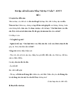Phiếu bài tập cuối tuần lớp 3 môn Tiếng Việt Kết nối tri thức - Tuần 7