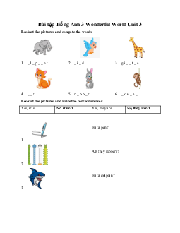 Giải Bài tập Tiếng Anh 3 Wonderful World Unit 3 Animals