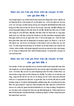Viết đoạn văn nêu lí do yêu thích một câu chuyện về tình cảm gia đình | Tập làm văn 4