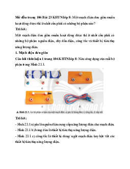 Giải Khoa học tự nhiên 8 bài 23: Mạch điện đơn giản | Chân trời sáng tạo