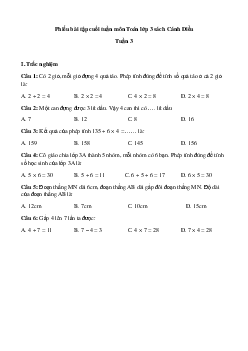 Phiếu bài tập cuối tuần Toán lớp 3 - Tuần 3 ( cơ bản ) | Cánh Diều