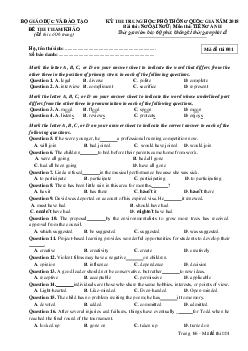Đề thi minh họa THPT Quốc Gia năm 2018 môn Tiếng Anh