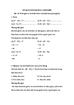 Giải VBT Toán 3 Bài 44: Tính giá trị của biểu thức số (tiếp theo) trang 86 | Cánh diều