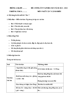 Đề cương ôn tập học kì 1 môn Ngữ văn 7 sách Cánh diều