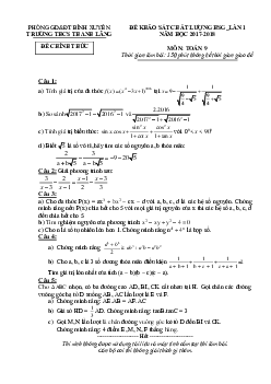 Đề khảo sát HSG lần 1 Toán 9 năm 2017 – 2018 trường THCS Thanh Lãng – Vĩnh Phúc