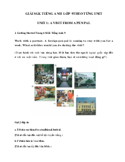 Giải Unit 1 lớp 9 A visit from a pen pal hệ 7 năm