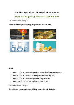 Giải Khoa học lớp 4 Bài 1: Tính chất và vai trò của nước | Cánh diều