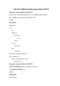 Giải Tin 10 Bài 26: Hàm trong Python KNTT