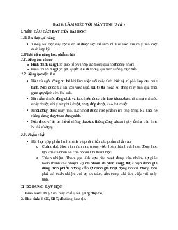 Bài 4: Làm việc với máy tính | Giáo án Tin học 3 | Kết nối tri thức