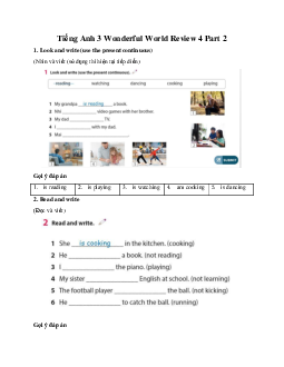 Giải BT Tiếng Anh 3 Wonderful World Review 4 Part 2
