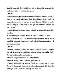Giải SGK Địa lý 8 bài 3: Ảnh hưởng của địa hình đối với sự phân hóa tự nhiên và khai thác kinh tế | Chân trời sáng tạo