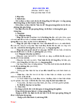 Giáo án KHTN 7 kết nối tri thức bài 9: Đo tốc độ