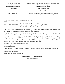 Đề chọn học sinh giỏi Toán năm 2020 – 2021 trường THPT chuyên Bến Tre