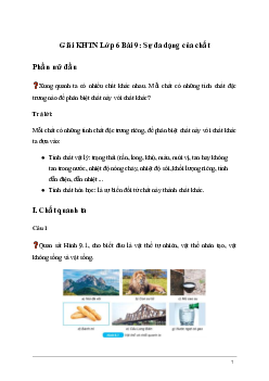 Giải KHTN Lớp 6 Bài 9: Sự đa dạng của chất | Kết nối tri thức