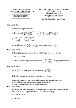 Đề khảo sát HSG Toán 7 năm 2023 – 2024 phòng GD&ĐT Yên Mô – Ninh Bình