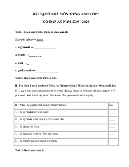 Phiếu bài tập ở nhà tiếng Anh lớp 3 - Ngày 05/03