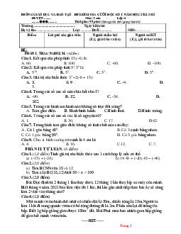 Đề thi học kì 1 Toán 6 Kết nối tri thức (có đáp án và ma trận)