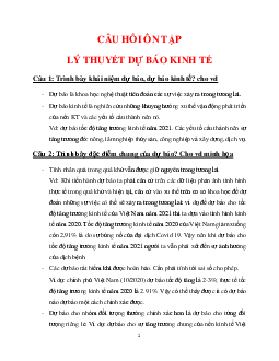 Đề cương ôn tập môn Lý thuyết dự báo kinh tế | NEU
