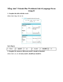 Tiếng Anh 7 Friends Plus Workbook Unit 6 Language Focus trang 41