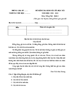 Đề thi giữa kì 1 lớp 2 môn Tiếng Việt | Kết nối tri thức