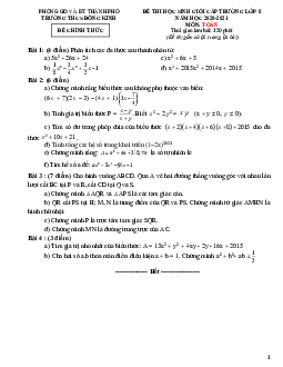 Đề thi HSG Toán 8 cấp trường năm 2020 – 2021 trường THCS Đông Kinh – Lạng Sơn