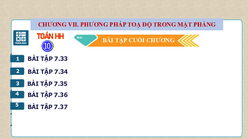 Giáo án  bài Ôn cuối chương 7 Phương pháp tọa độ trong mặt phẳng Kết nối tri thức-Phần 2